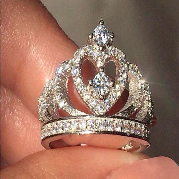 sarl Jewelry - Crown Zirconia Ring with Silver & Rhinestones Size 7